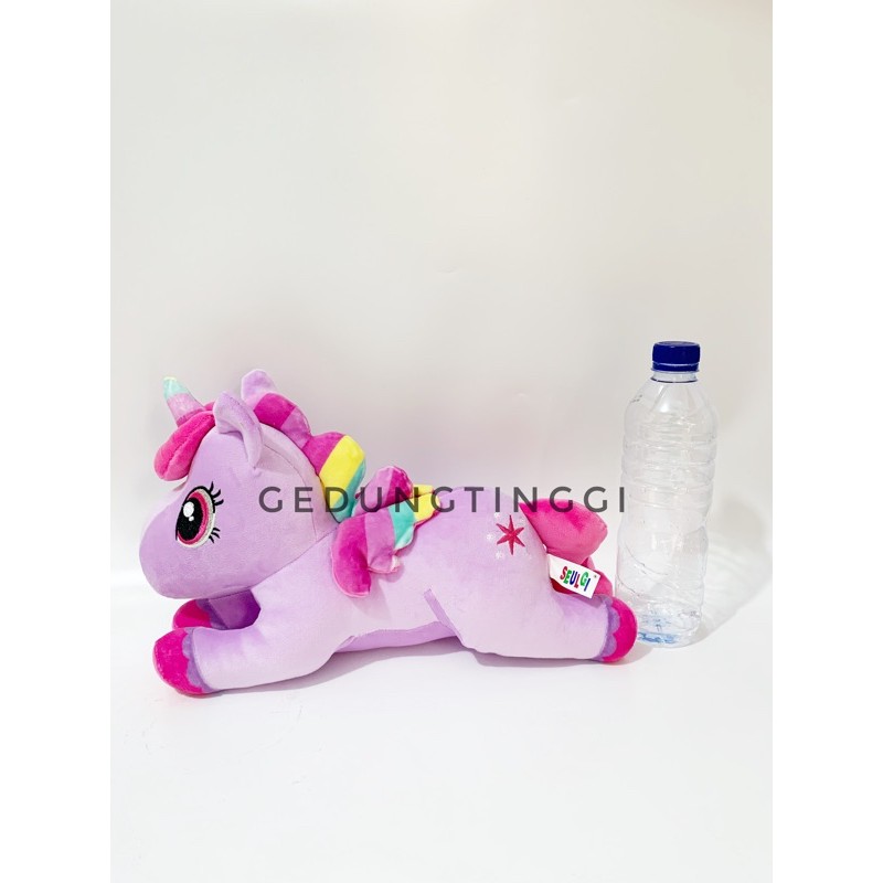 Boneka Kuda Unicorn Little Poni Pony Rainbow Clasie Lying Horse Plush Doll Ungu Biru Pink Kuning