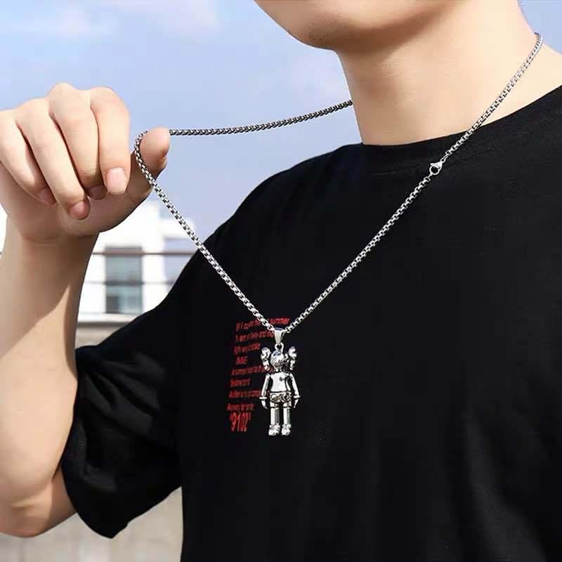 Kaws Kalung Liontin Boneka Sesame Street Bahan Titanium Steel Gaya Hip Hop Untuk Pasangan