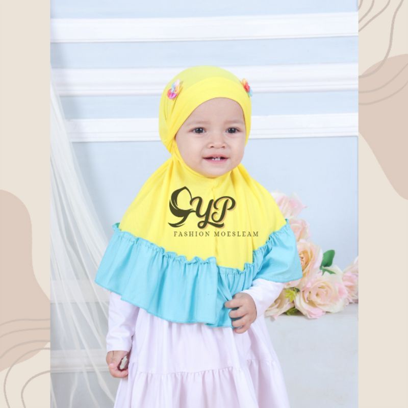 Jilbab 2 Bunga Anak bayi Instan lucu 0-3 Tahun Bahan Adem | Hijab baby sekolah Sd newborn kekinian | Kerudung Perempuan Tk Lembut Terbaru 6-12 Bulan