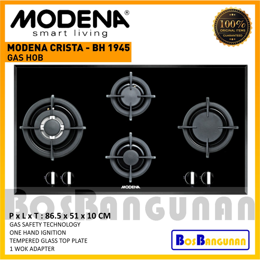 Kompor Gas MODENA BH1945 / Kompor Tanam MODENA BH 1945 / Kompor MODENA 4 Tungku