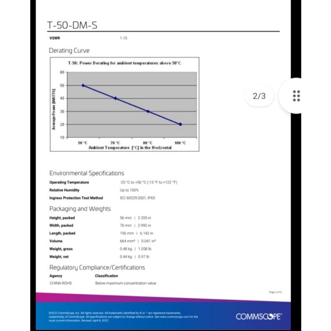 Dummyload Andrew T-50-DF-S Termination Load 0-3000 Mhz COMMSCOPE DM-101