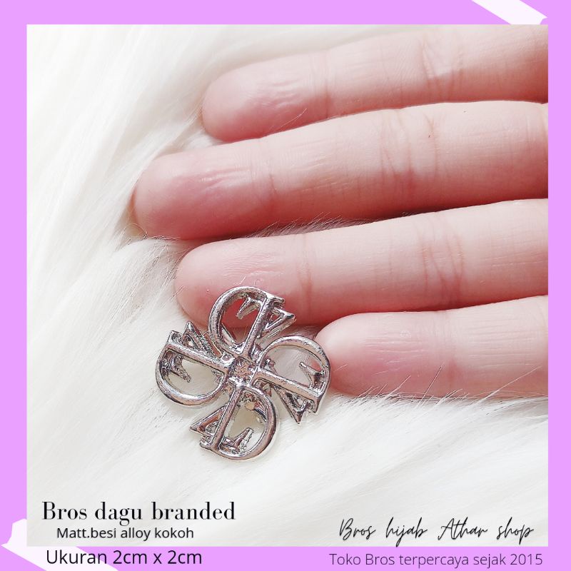 Bros B/bross signature branded import premium/brooch button/Bros hijab Athar shop scarve/Bros dada-Zd kincir silver