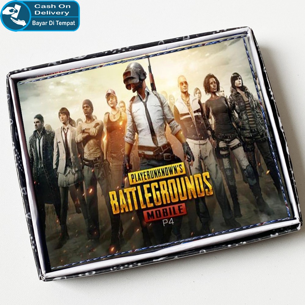 Free Shipping! Dompet Karakter Game PUBG Dompet Kulit Lipat Dua Dompet Pendek Pria Dompet +Box P4