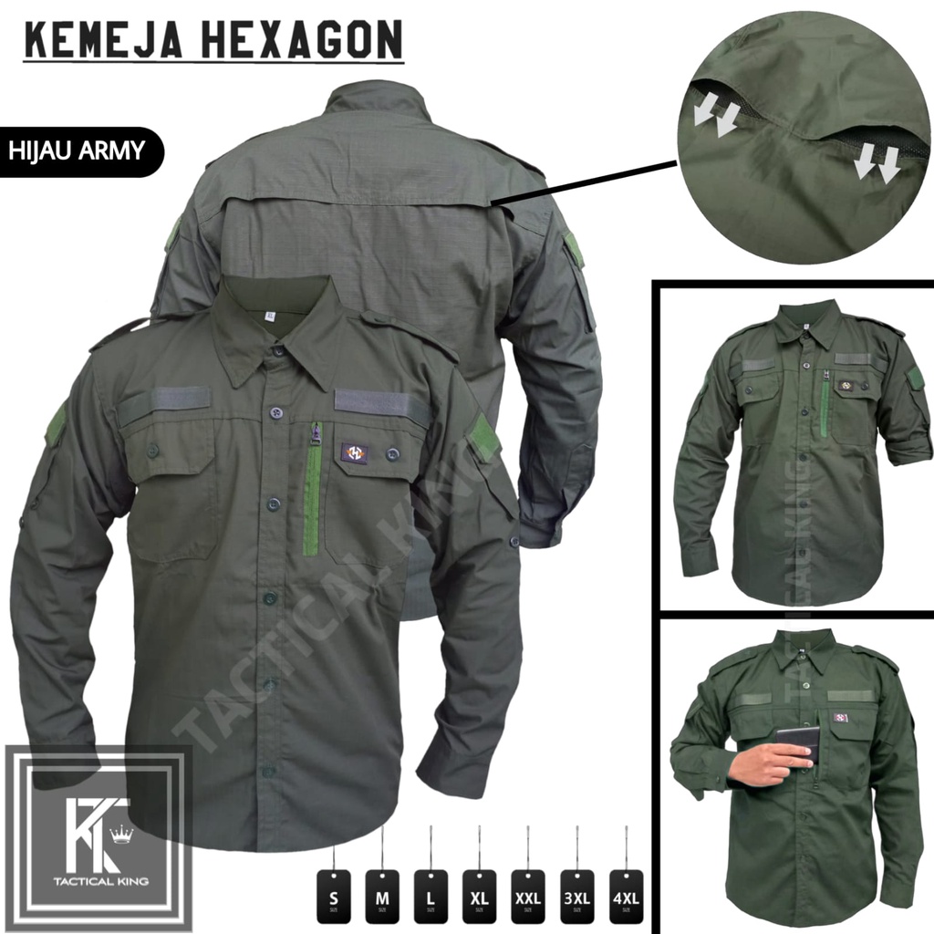 KEMEJA TACTICAL PRIA HEXAGON/KEMEJA PANJANG OUTDOOR/KEMEJA KERJA LAPANGAN