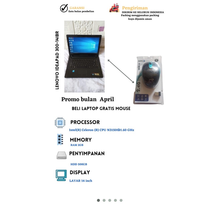 LAPTOP LENOVO IDEAPAD100-15IBD INTEL CORE I3,LAPTOP BEKAS MULUS,LAPTOP SECOND,LAPTOP RAM 4GB,LAPTOP 