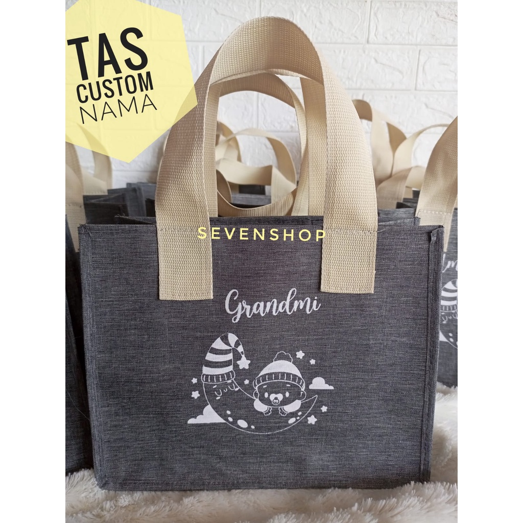 tas bridesmaid custom nama bahan denim premium