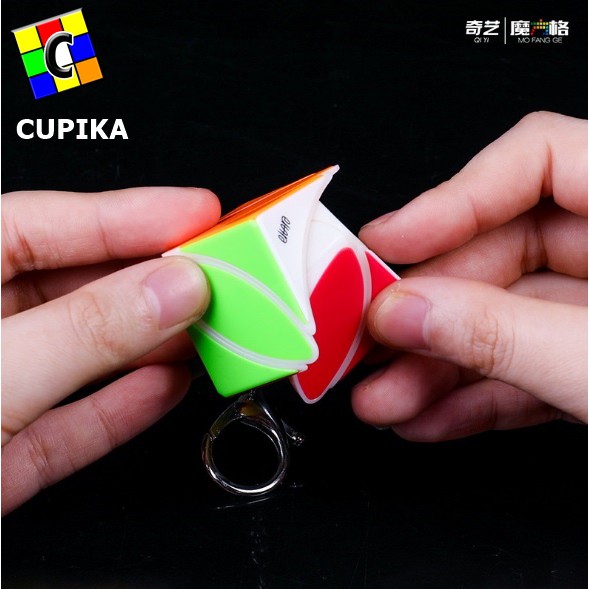 Rubik Keychain QiYi Maple Gantungan kunci 3x3x3 Stickerless QiYi Kunci