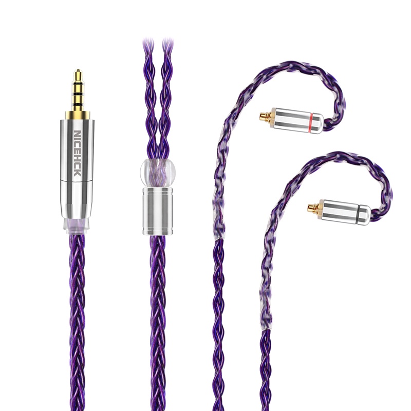 Nicehck PurpleSE Kabel Earphone 8 Strands FURUKAWA Tembaga Pengganti 3.5 / 2.5 / 4.4mm MMCX / 0.78mm 2Pin Untuk Mele S12 Nio