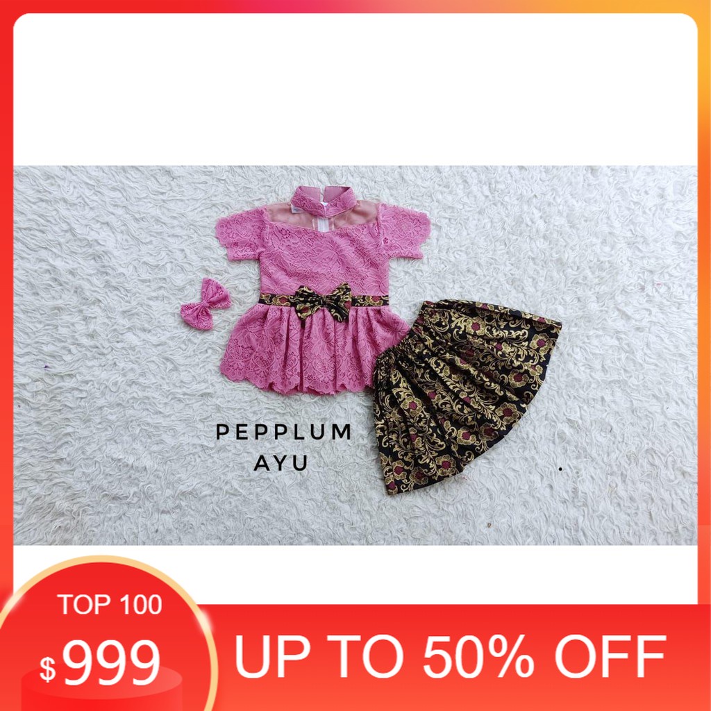 Baju Kebaya Anak Brokat Pepplum Warna Salem