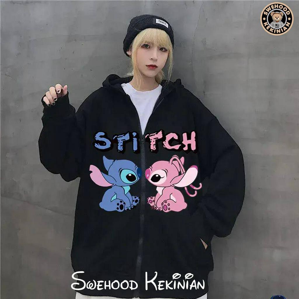 STITCH GEMOY ZIPPER PREMIUM Jacket Crewneck Sweater Hoodie Wanita Kekinian Oversize Fashion Outfit Ootd Korean Style Jaket Krunek Suiter Hudie Jicket Crewnek Sweter Hody Cewek Remaja Bahan Fleece Tebal LD 110 PB 65