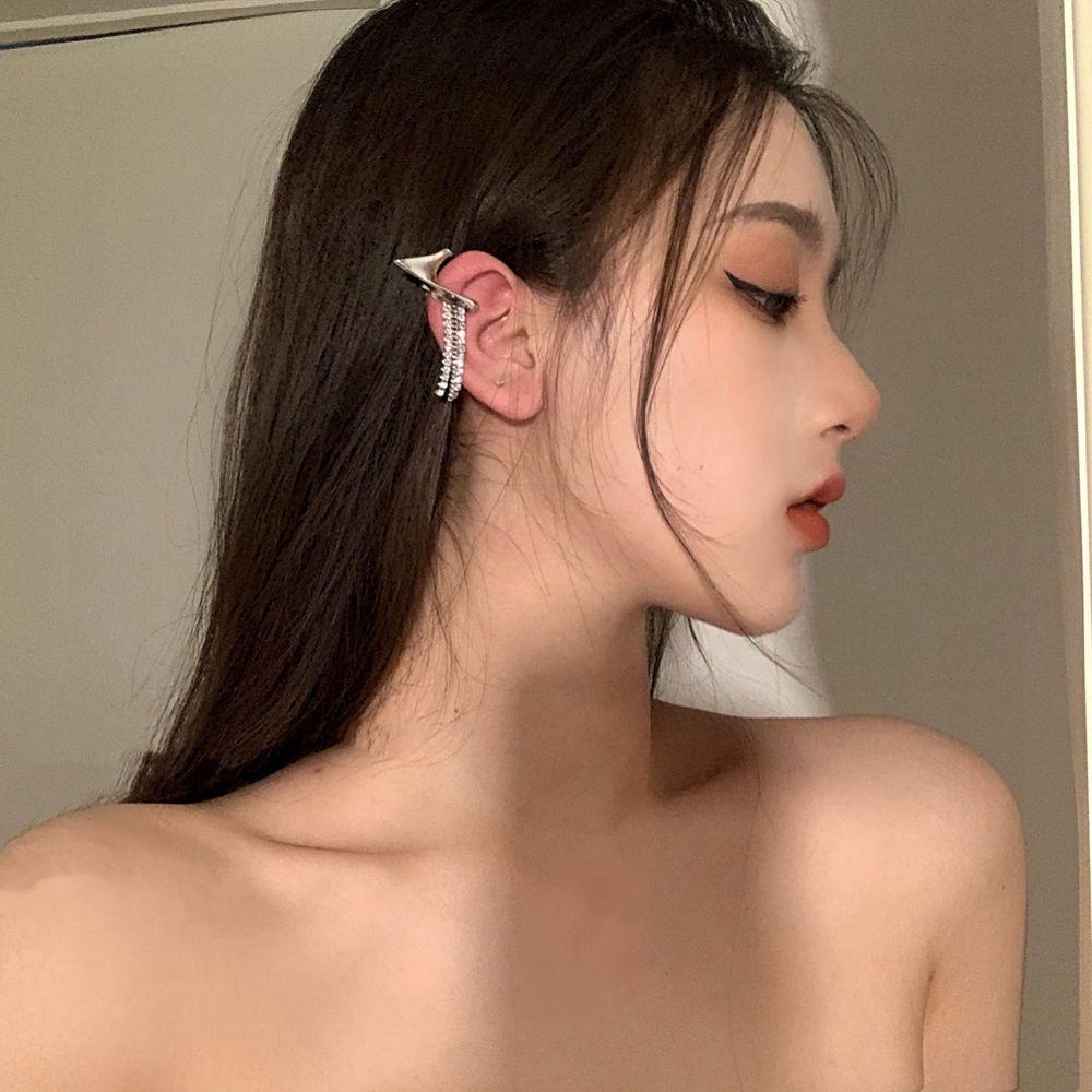 NEEDWAY Elf Klip Anting Punk Sederhana Tidak Teratur Anting Pesta Korea Paduan Perempuan Telinga Manset