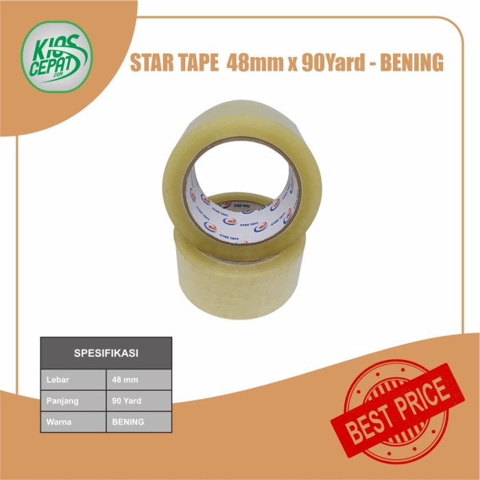 

PEREKAT-PENGIKAT- LAKBAN STAR TAPE 48MM X 90YARD - BENING -PENGIKAT-PEREKAT.