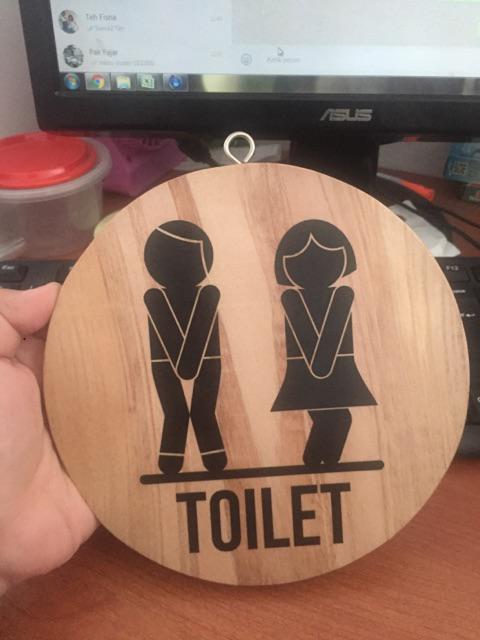 Wood Sign - Penanda Ruang Kayu Toilet