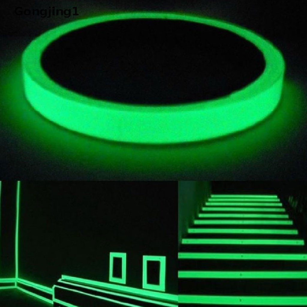 Gongjing1 Tape Stiker Luminous Fluorescent Glow In The Dark Untuk Peringatan Keamanan DIY