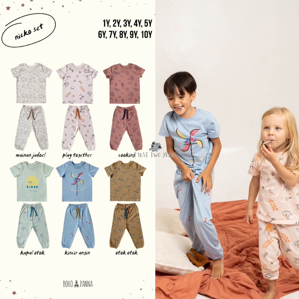 BOHOPANNA - NICKO SET / Setelan anak Unisex Bohobaby Usia 6-10 Tahun