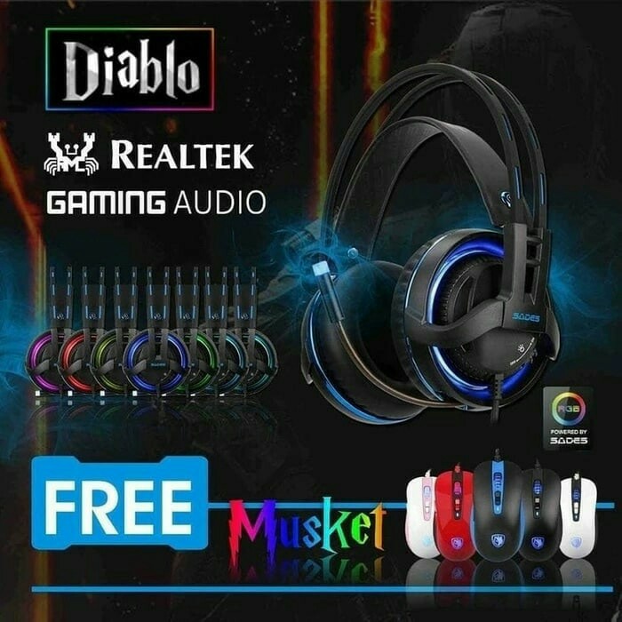 Sades Diablo Realtek Gaming Headset Free Mouse Sades Musket SA-916