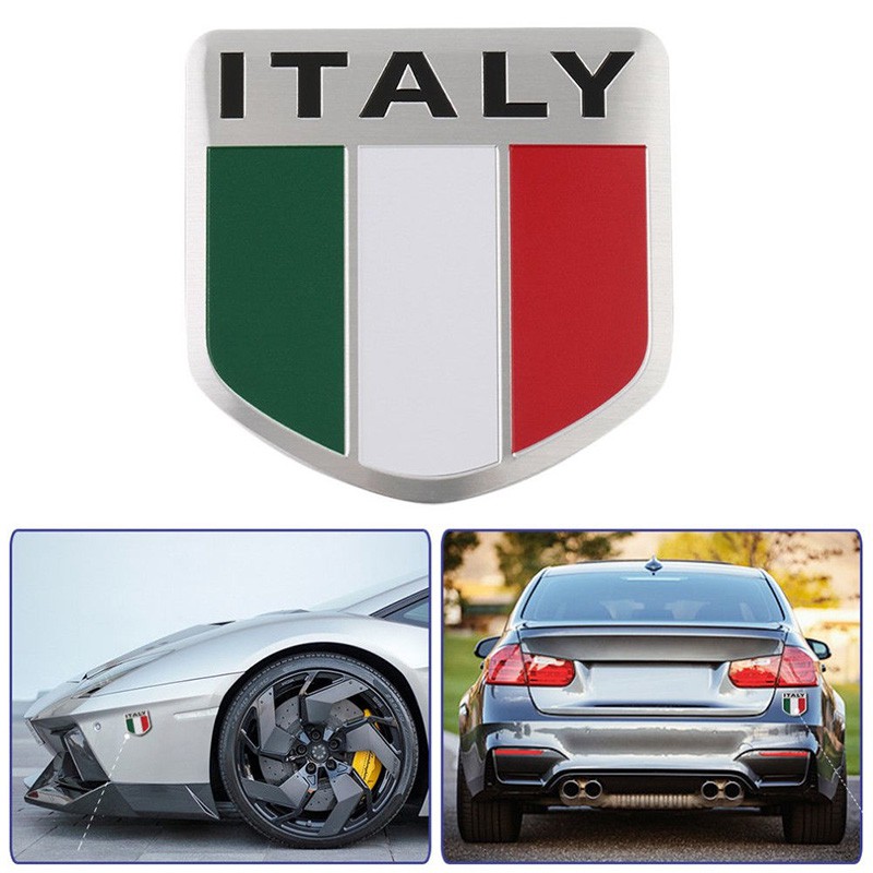 Skid Stiker Emblem 3D Motif Bendera Italia Bahan Aluminum Metal Untuk Dekorasi Mobil