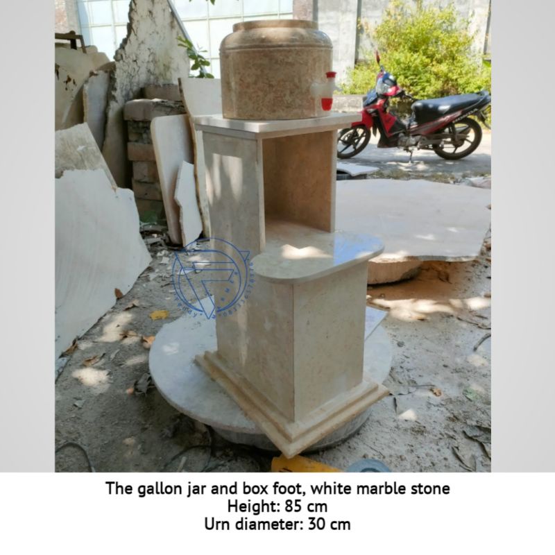 Guci tempat galon dan kaki model kotak marmer putih T.85 D.30 free ongkir jawa