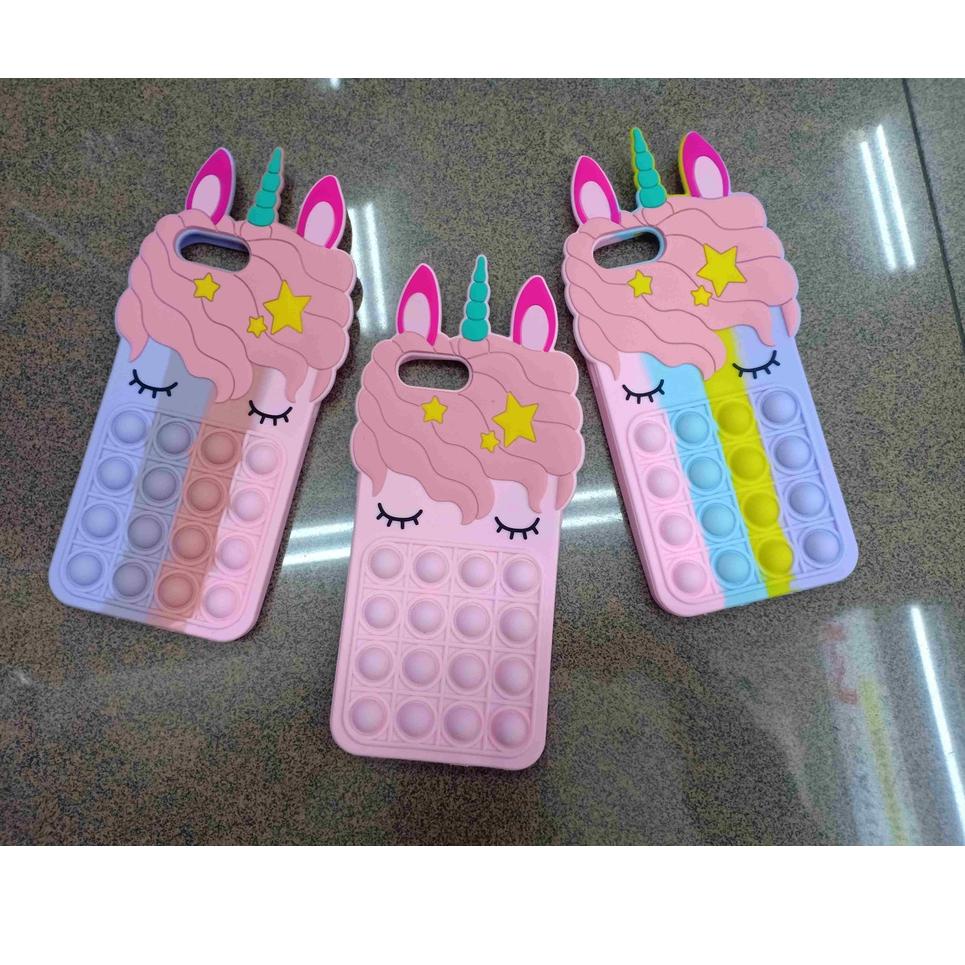 JTO.88 ‑ Pop it Vivo Y15s Y91c Y17 Y12 Y15 Y91 Y93 Y95  Case 3D Karakter Unicorn Kuda Poni Soft Casi
