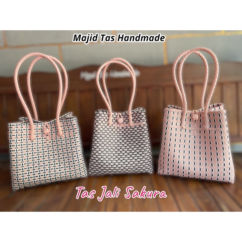 Tas Anyaman Jali Premium Tas Anyam Motif Pink Bag Sakura