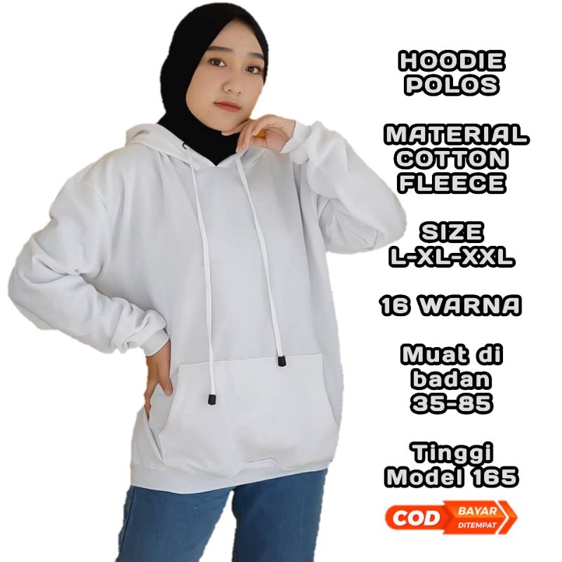 Jaket Hoodie Pria Wanita Polos Oblong Keren Jumbo