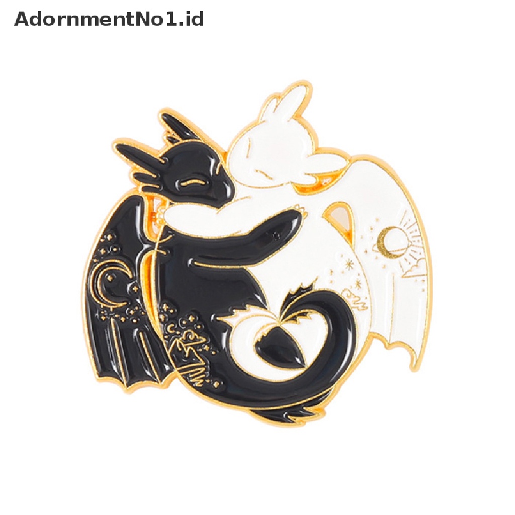 (AdornmentNo1) Bros Pin Enamel Desain Kucing / Rusa / Koi Keberuntungan Warna Hitam