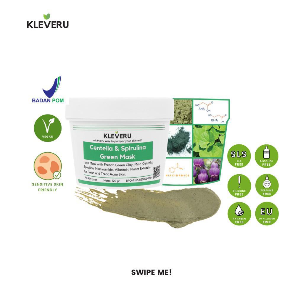 KLEVERU Rose and Sea Buckthorn Pink Mask Centella and Spirulina Green Mask