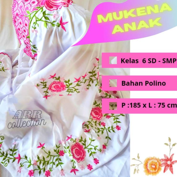 MUKENA TERUSAN ANAK POLINO PUTIH SANTRI SD - SMP USIA 6 S/D 13 TAHUN ‣ SGN.25Au22ᴹ