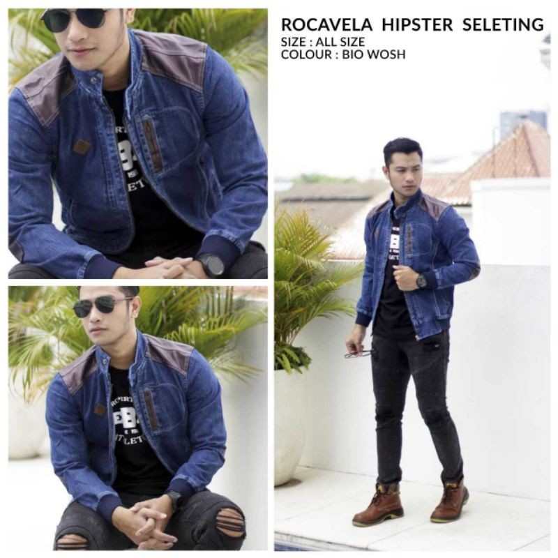 [PROMO COD] JAKET JEANS ORIGINAL UNTUK PRIA MODERN - ROCAFELA HIPSTER SLETING