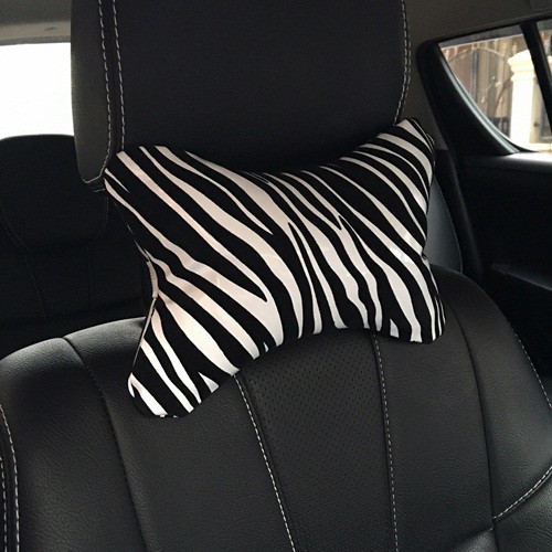 Bantal Kepala Leher Jok Mobil Hitam Putih Zebra Premium Series