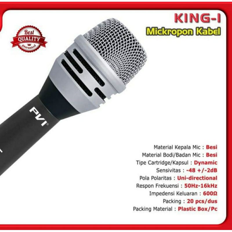 MIC KABEL PVI KING-1 PROFESSIONAL KUALITAS SUARA MEMUKAU HARGA TERJANGKAU