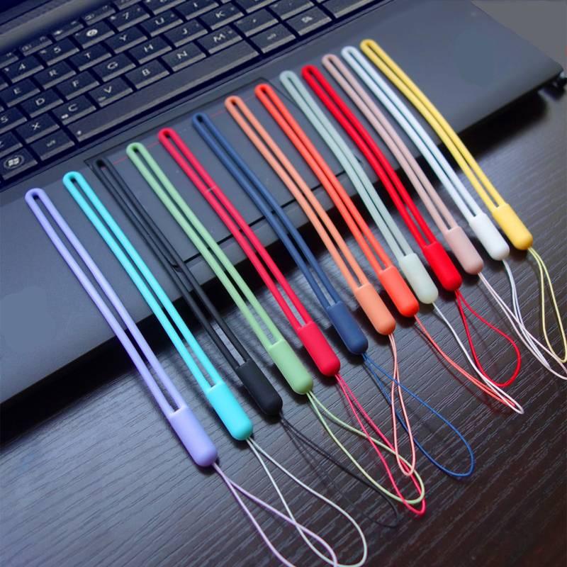 1pc Tali Lanyard Silikon Warna Acak Untuk Iphone / Xiaomi / Kamera / Kartu Id