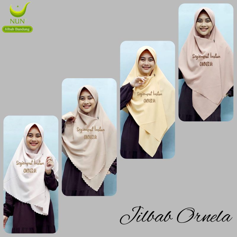 Jilbab Ornela By NUN Segiempat Instan