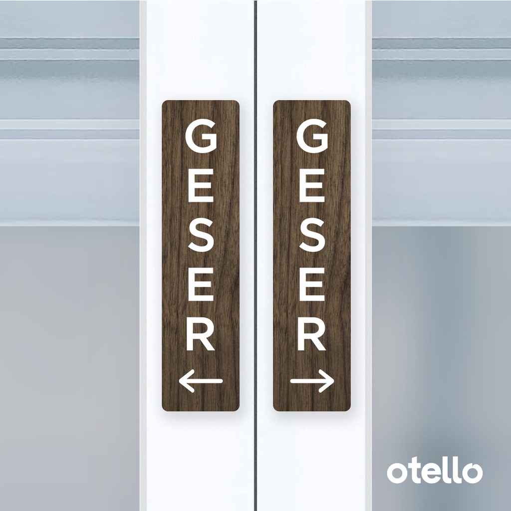 Otello - Geser Sign Label Akrilik Signage Acrylic Kayu Modern Minimalist Signage Board Label Akrilik Kayu Pintu Tempel Stiker Pintu Kafe Restoran Kantor Gedung