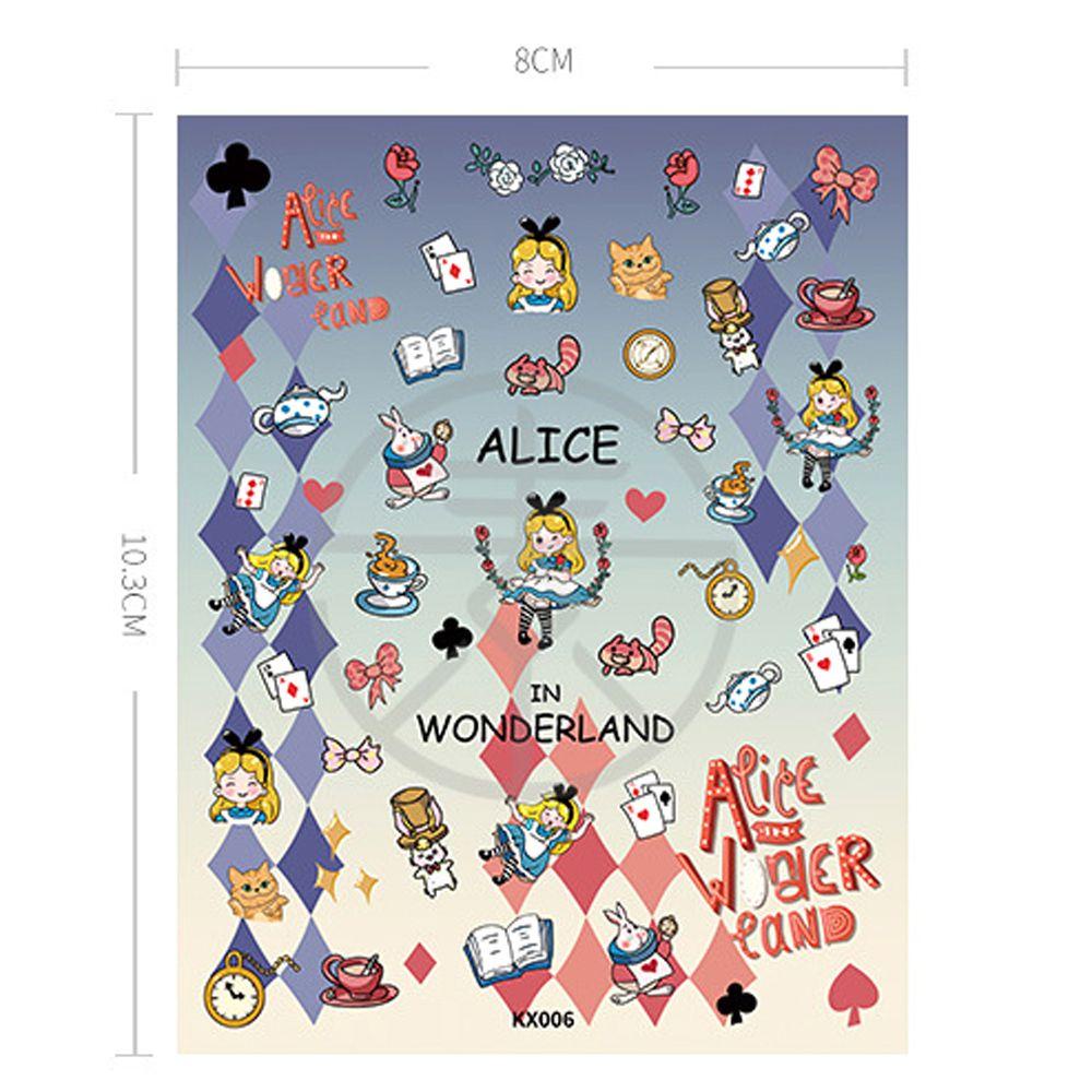 Agustina Kartun Stiker Kuku Fashion Tipis Tangguh Alice Ikatan Simpul Kelinci Perekat Diri DIY Nail Art Dekorasi