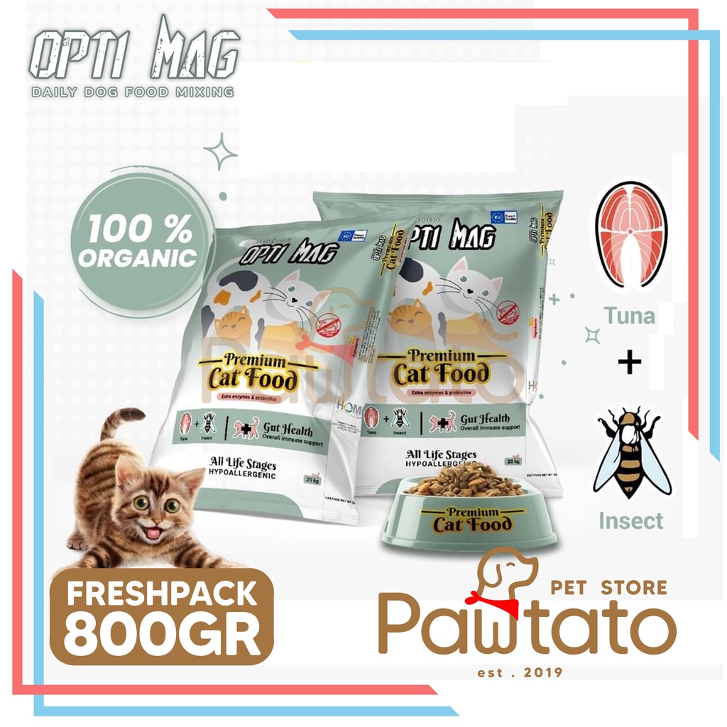 Makanan Kucing Optimag 800GR Premium Kitten Cat Food Omega 3 6 Yucca Extract Pawtato Pet Store