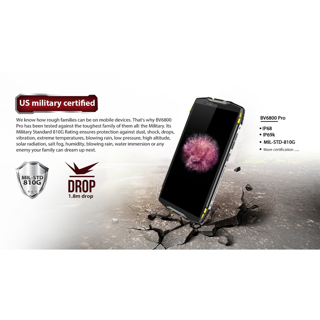 Blackview bv6800 Pro Smartphone IP68 Prosesor Octa Core mt6750t Octa Core 4 GB + 64 GB 65GB 6580 mAh