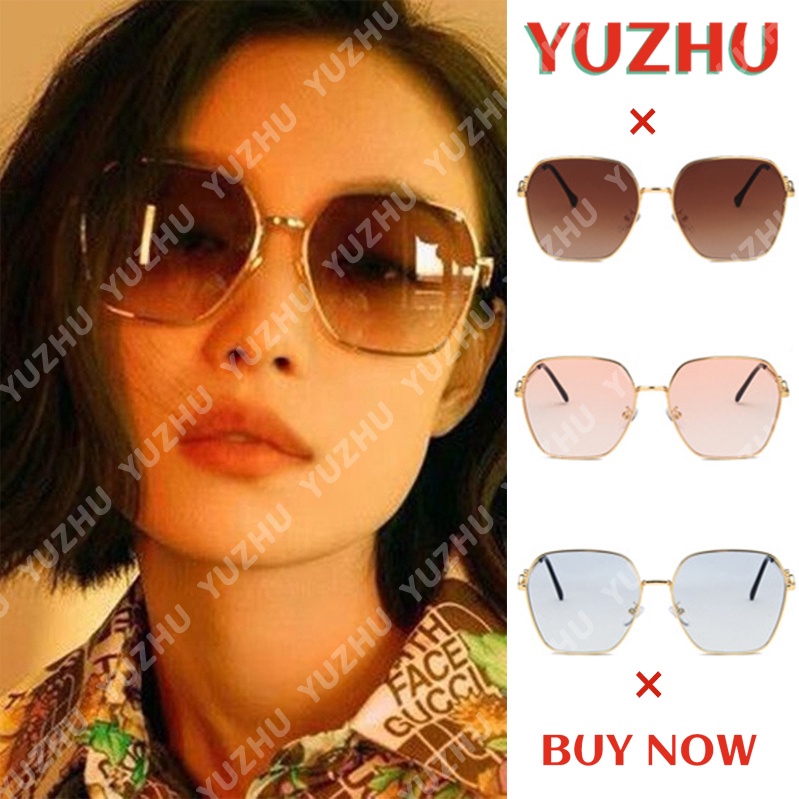 (YUZHU) COD New Fashion Square Metal Sunglasses Retro Horsebit Sunglasses Wanita/Pria