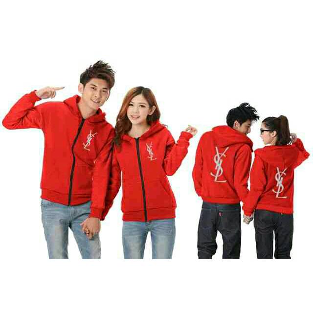 Jaket couple hoodie ysl merah babyterry