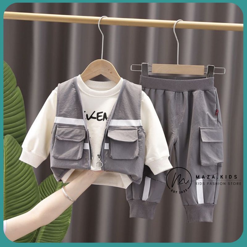 Mz04 rompi, baju anak laki laki import 3In1