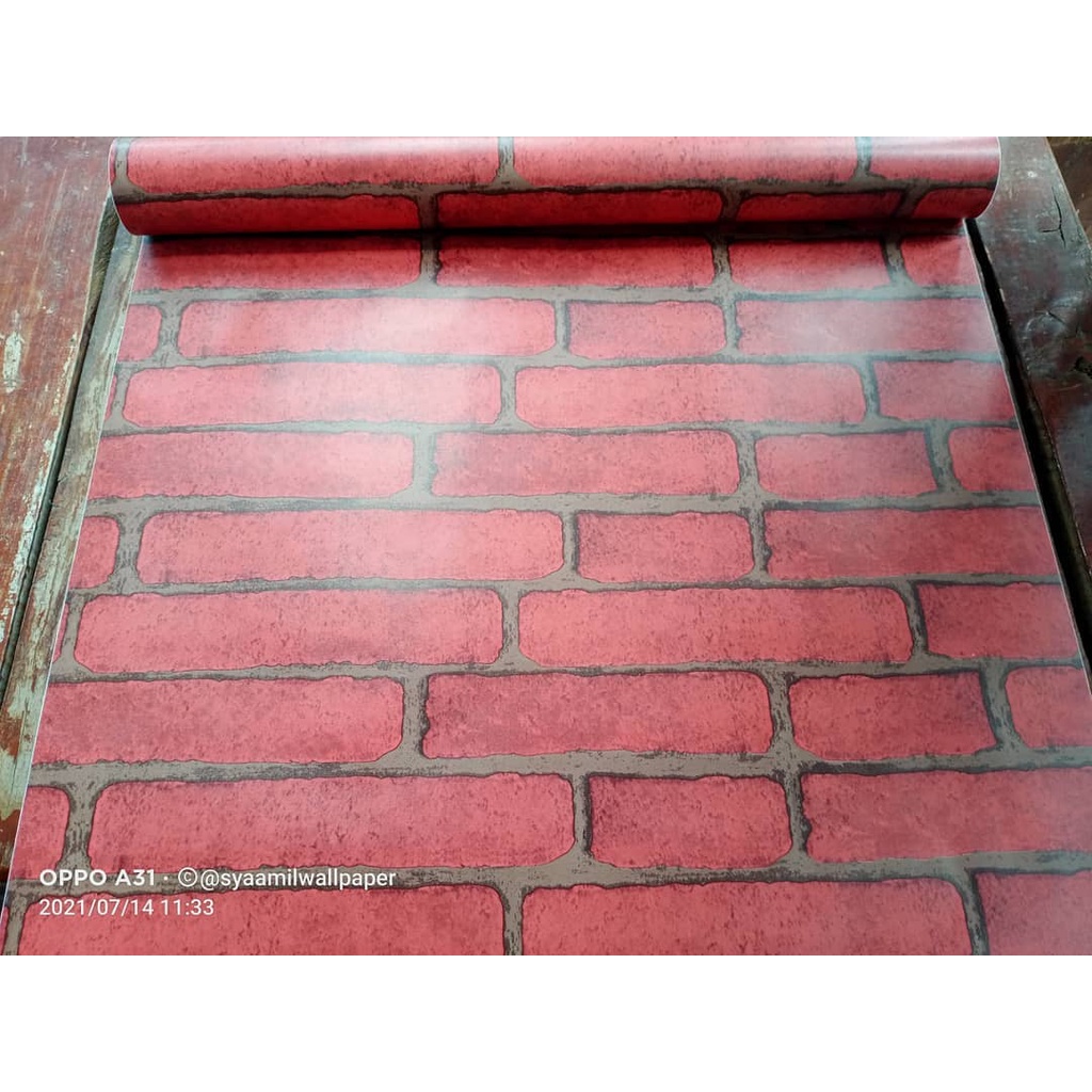 Wallpaper Murah - Wallpaper Dinding Stiker Dinding - Wallpaper Dinding Minimalis - Bata Merah