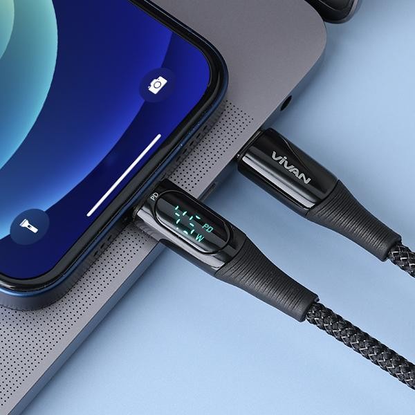 Vivan VCL100 USB-C to Lightning Cable Smart Digital Display iPhone / Kabel Data Fast Charging Lightning