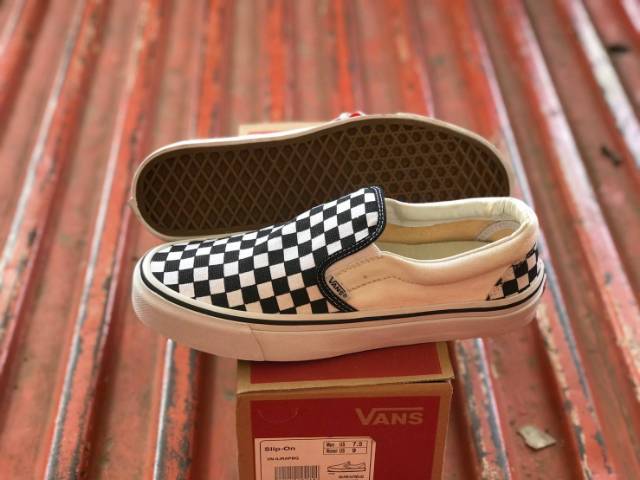 SEPATU43 VANS SLIP ON FULL BLACK HITAM COKLAT OLDSKOOL ERA SK8