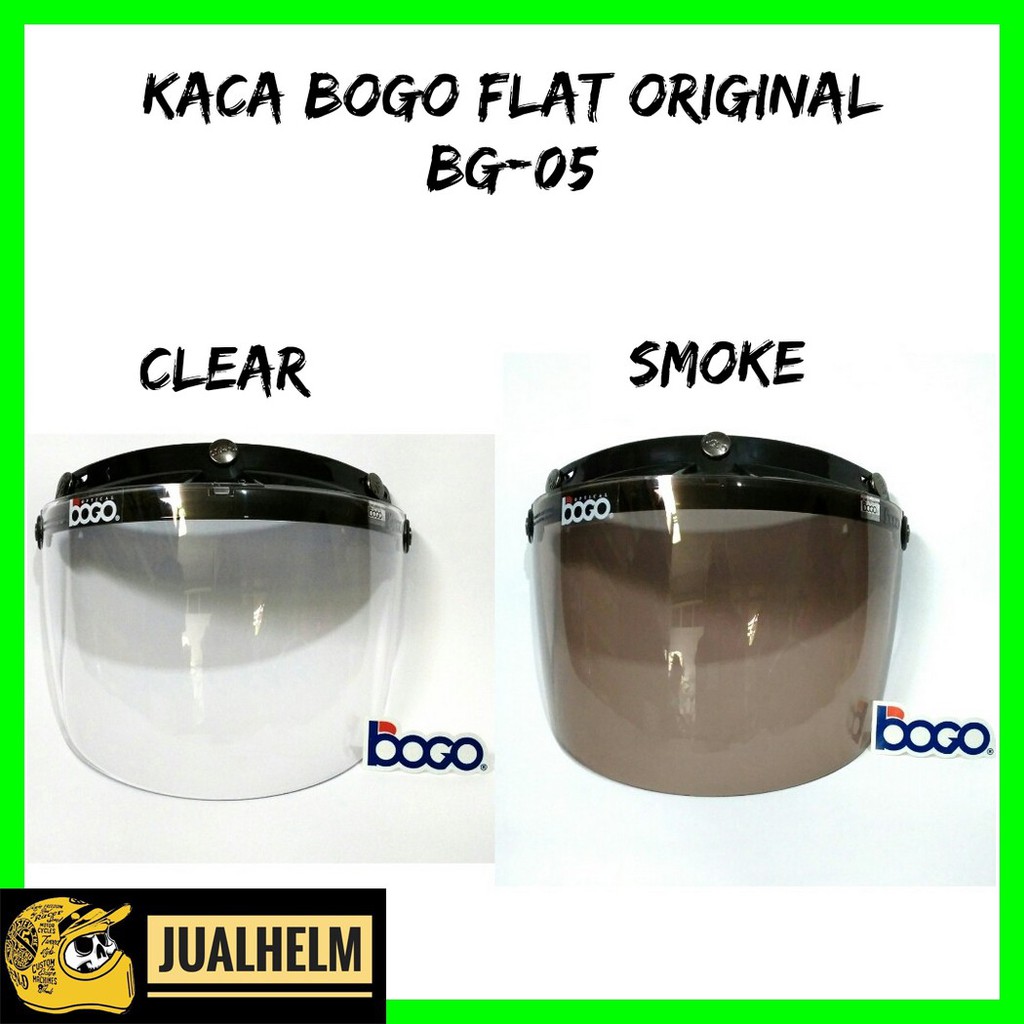 Kaca Bogo Datar Flat ORIGINAL (Kaca Retro/Kaca Helm/Kaca Visor/Visor Helm/BG 05/Hitam/Bening)