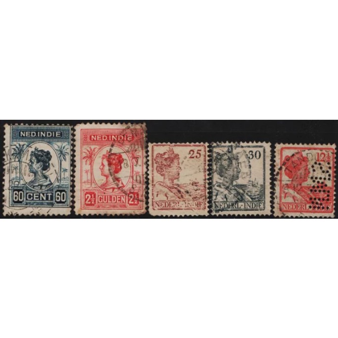 

Perangko Filateli 12287 Netherlands Indies FU 5v 1913 - 1932 Queen Wilhelmina