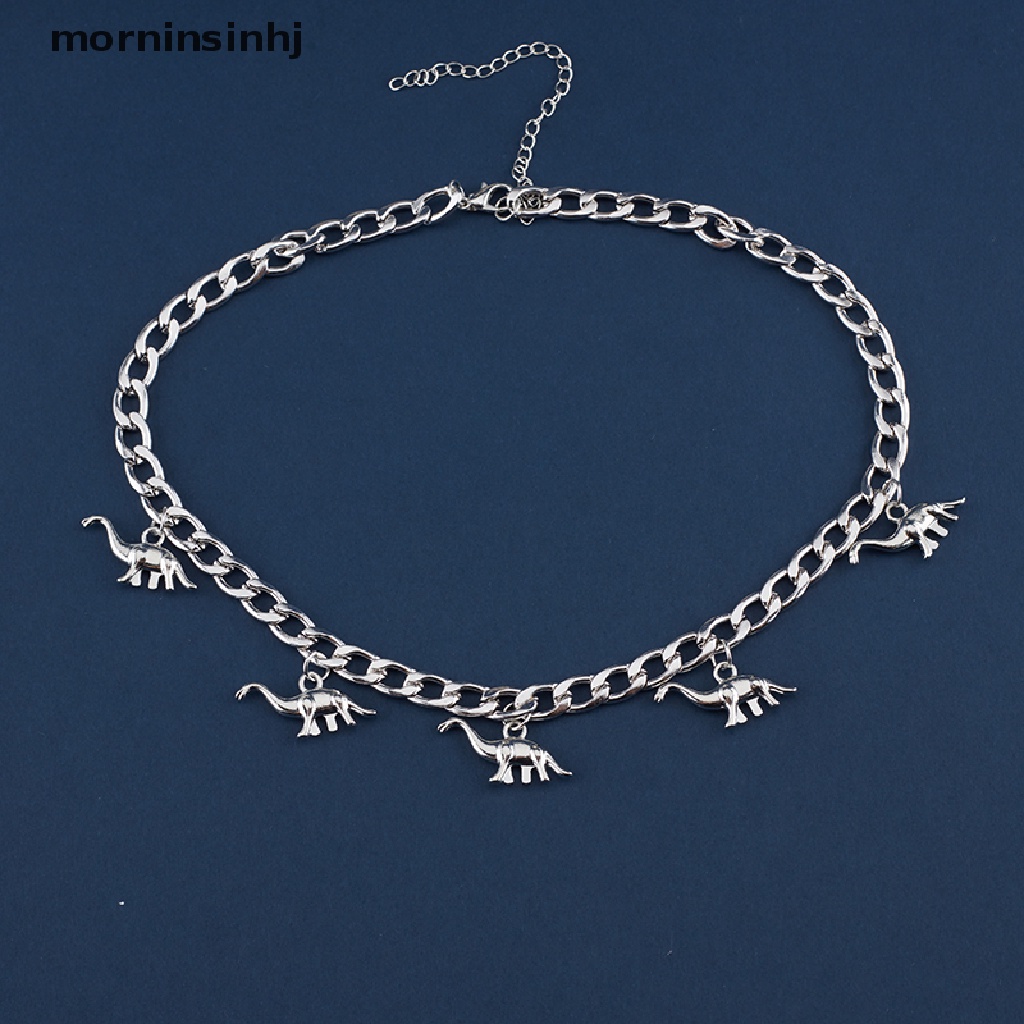 Mornin Kalung Rantai Liontin Dinosaurus Gaya Harajuku Vintage Punk Untuk Wanita