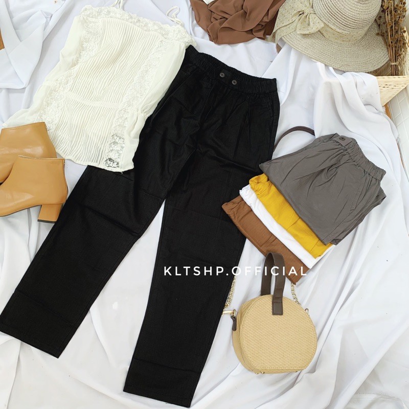 LINEN PANTS KANCING // CELANA WANITA BAHAN LINEN K2