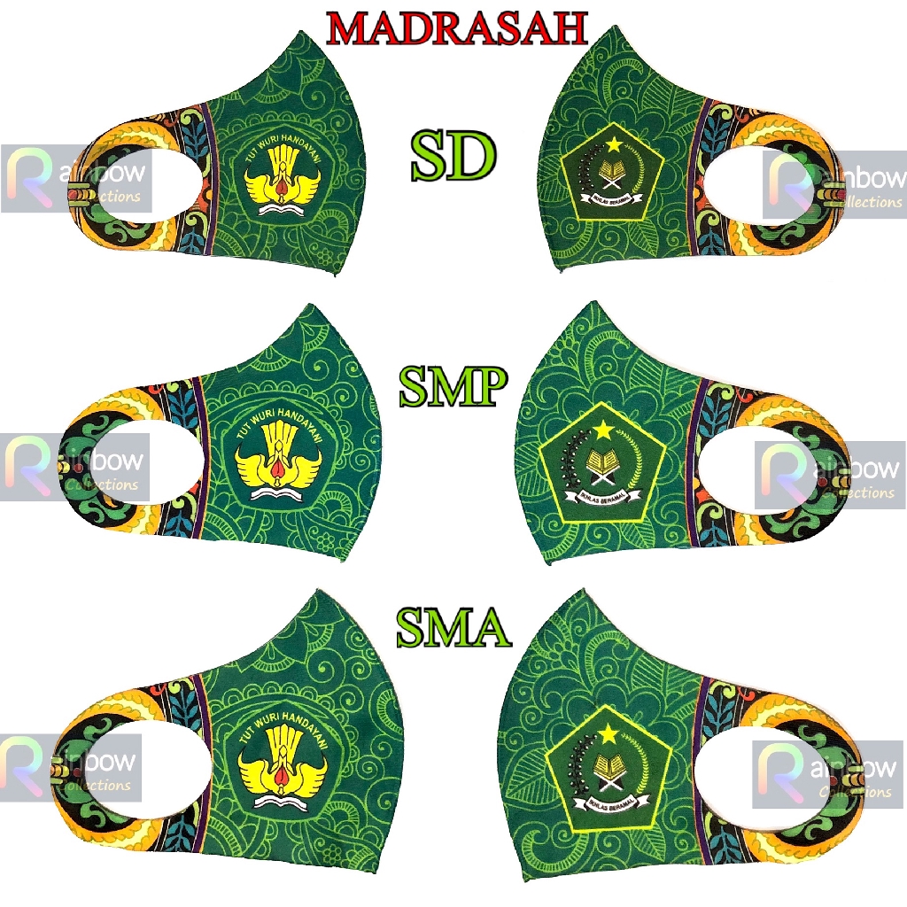 MASKER SCUBA ANAK SEKOLAH SD / SMP / SMA / PRAMUKA - MASKER KAIN CUCI ULANG