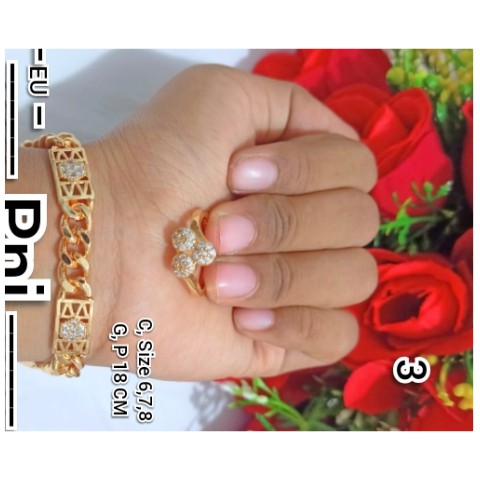 Gelang Dewasa Rantai Permata Plat Mewah Free Cincin Xuping (COD)