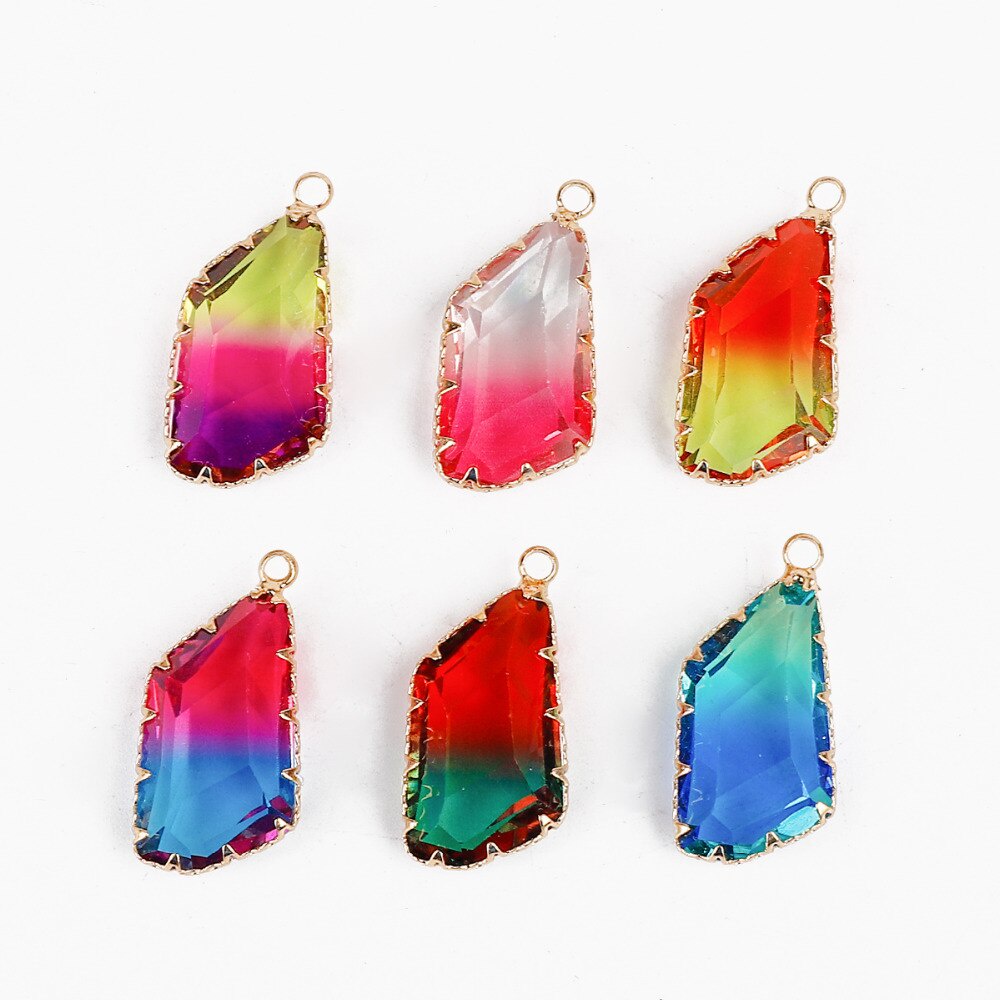 1 pc 16*25mm Grosir Fashion kualitas tinggi Tembaga Berpakaian Kaca Berbentuk Kristal Liontin Aperture 2.3mm